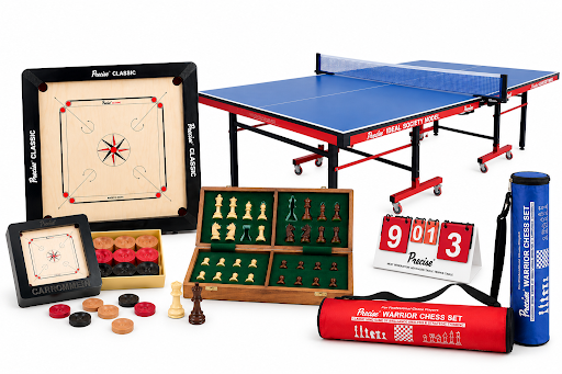 A Precise carrom board in play