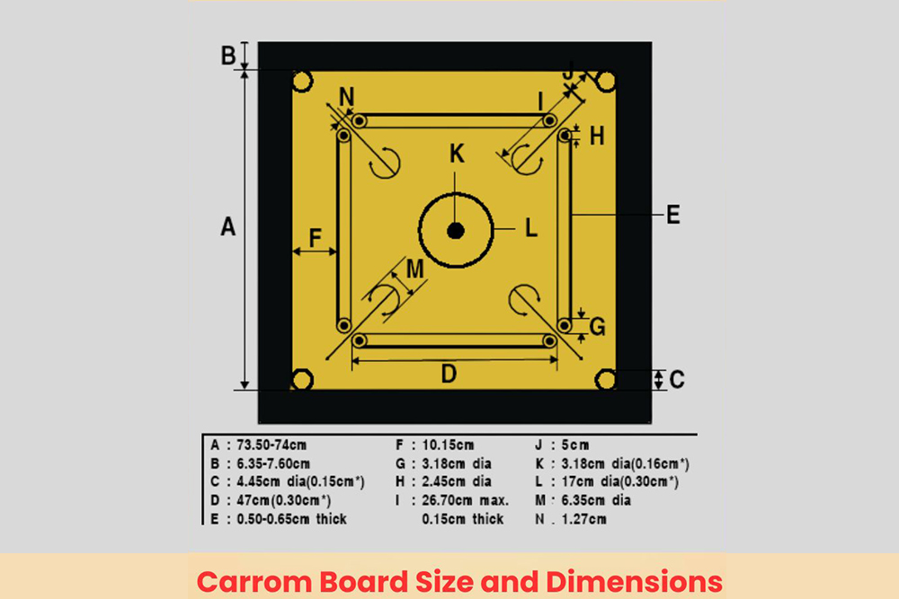 carrom board size and dimensions