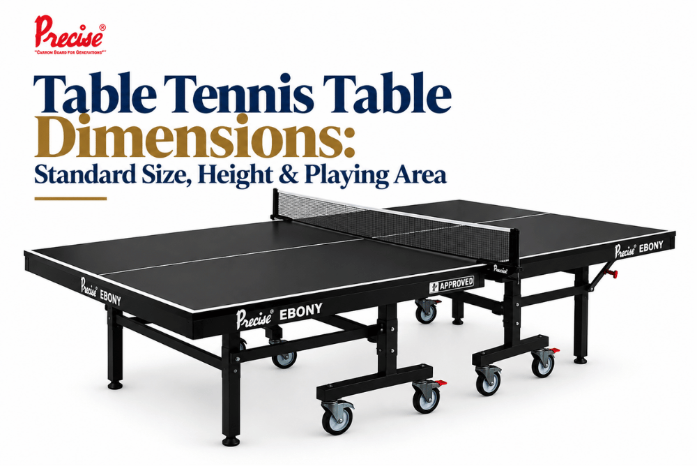 Standard table tennis table dimensions showing length, width and height