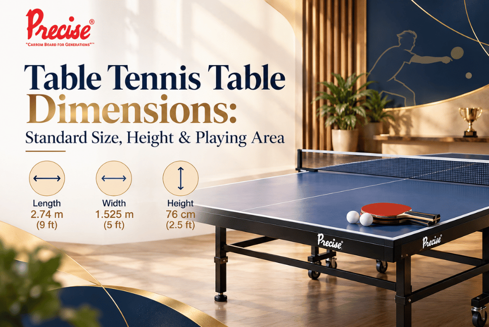 Standard table tennis table dimensions showing length, width and height